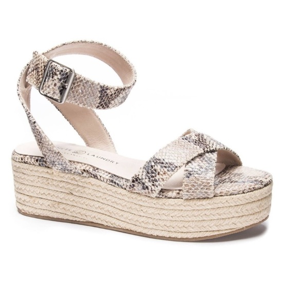 Chinese Laundry Zala espadrille/wedge platform sandals, snake print size 8.5/39 - Picture 2 of 9